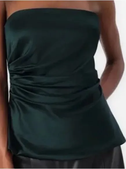 Abercrombie‎ & Fitch Sculpt Satin Strapless Top Green Size M NEW - Image 3
