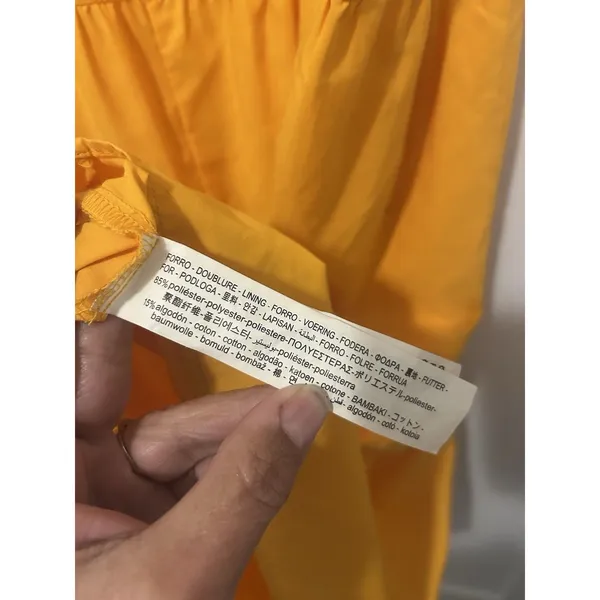 ZARA Women’s Orange Strappy Poplin Ruffle Dress Size XL Sundress Summer Cottage - Image 3