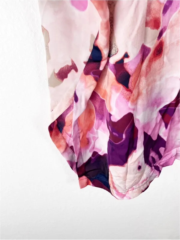 NATORI Multicolored Watercolors Short Sleeves Tunic Top Large Casual Flowy Artsy - Image 8