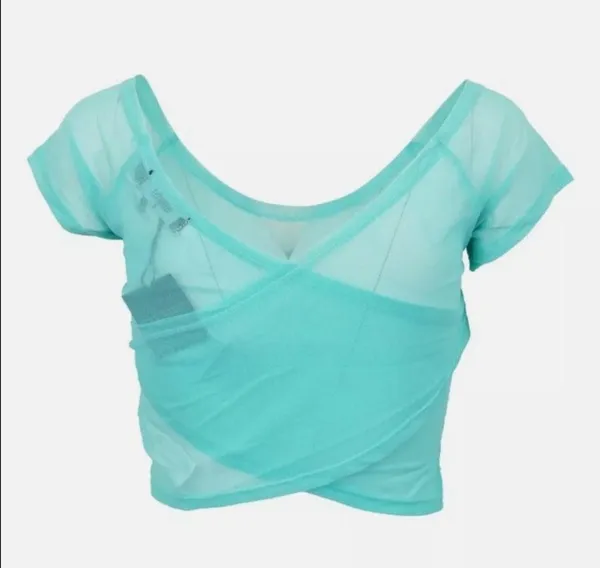 NEW! IRON FIST | MERMAID FOR LIFE | Mesh Crop Top Aqua Seashells Size MEDIUM - Image 6