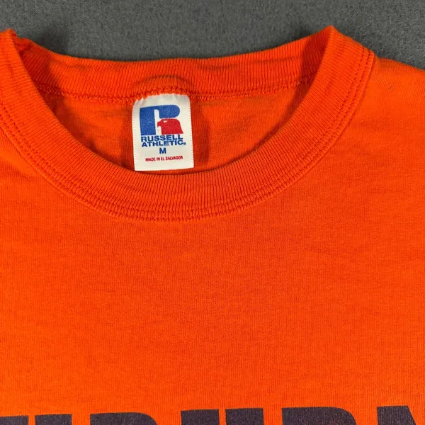 Vtg Auburn Tigers Football T Shirt Medium Russell Athletic Orange NCAA Short Slv - Image 3