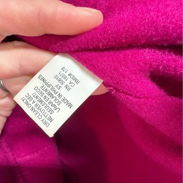 90’s Y2K Anne Klein Fuchsia Magenta Pink Wool Blazer Jacket Boiled Wool medium‎ - Image 5