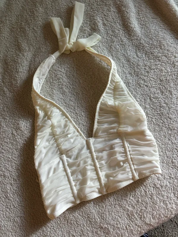 Edikted Going Out Top White Halter - Image 2