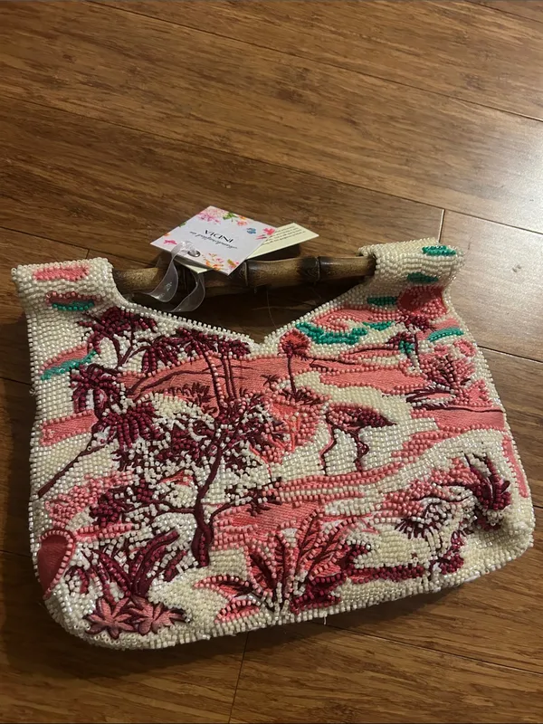 Handcrafted in India Beaded Bamboo Handle Clutch - Image 6