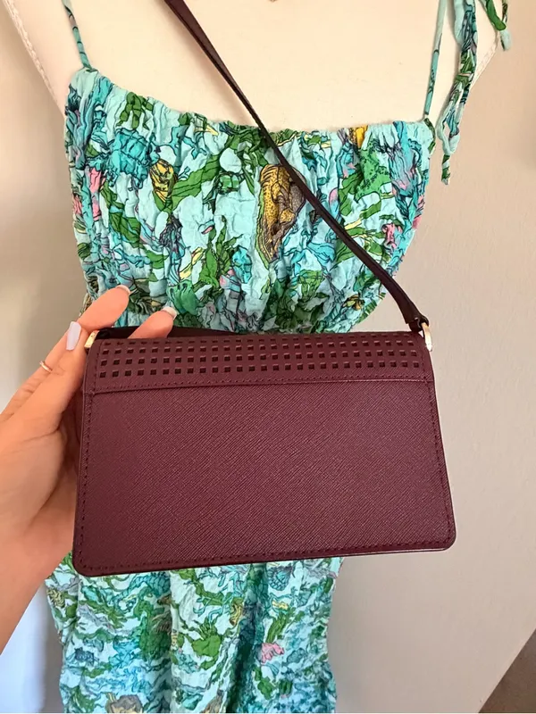 kate spade Plum Laser-Cut Crossbody Bag with Gold Logo - Image 3