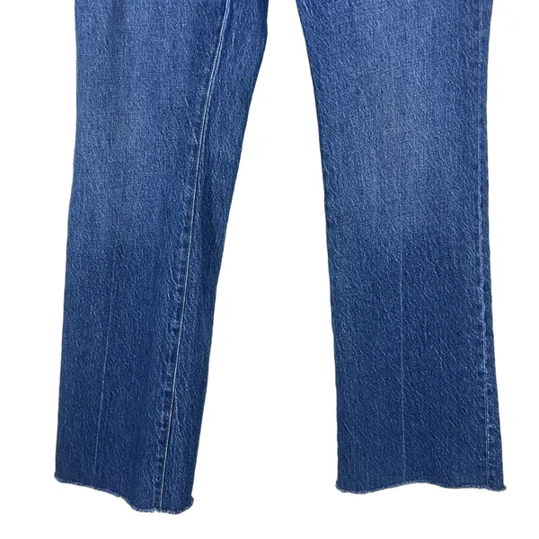 J.Crew Full Length Demi Boot Solid Jeans Blue Raw Hem High Rise Size 28 - Image 3