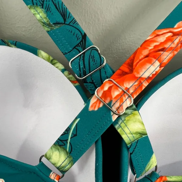 Cupshe NEW 0X Green Floral Moulded One Piece Swimsuit - Image 8