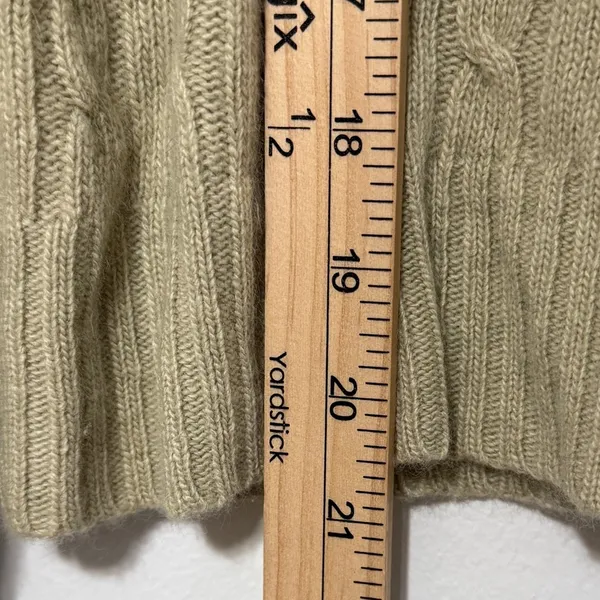 J. Crew Cashmere Wool Blend Cable Knit Sweater Size Medium Green Lightweight - Image 8