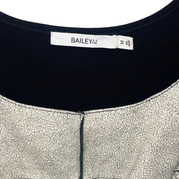 Bailey 44 Giallo Top Womens Mixed Media Cracked Leather Tank Top Black Off White - Image 4