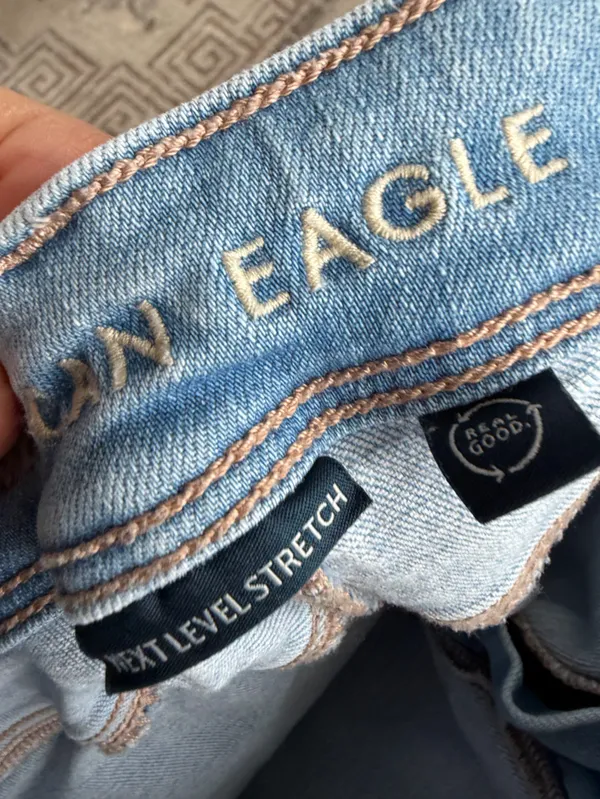 American Eagle Kick Boot Cargo Flare Jeans Size 14 Short Light Wash - Image 5