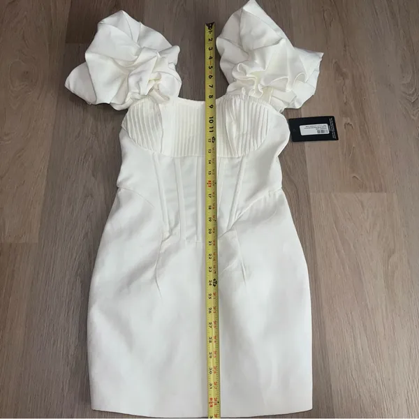 PrettyLittleThing White Corset Bodycon Bridal Dress - Size 6 - Image 6