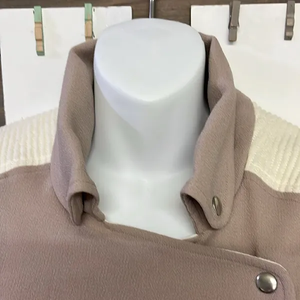Wilfred Mauve Cream Sleeveless Classic Snap Up Zipper Accents Tunic Vest- XXS - Image 6
