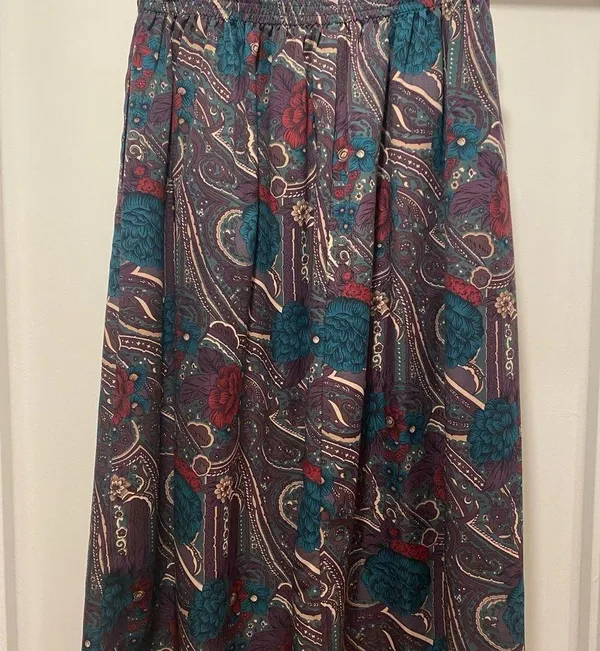 Vintage 1980s/1990s Prophecy By Dark Purple Midi Maxi Floral Skirt M - Image 5