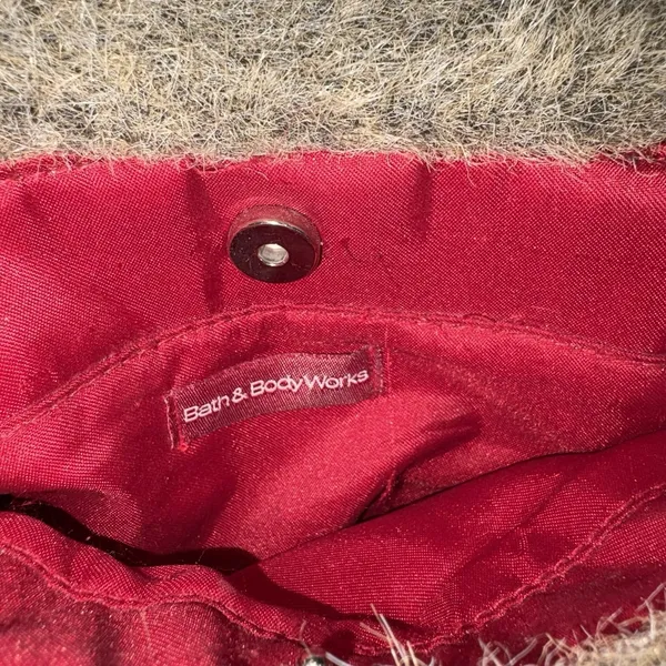 Bath And Body Works Bag Purse Red Bag With Faux Fur Y2K - Image 3