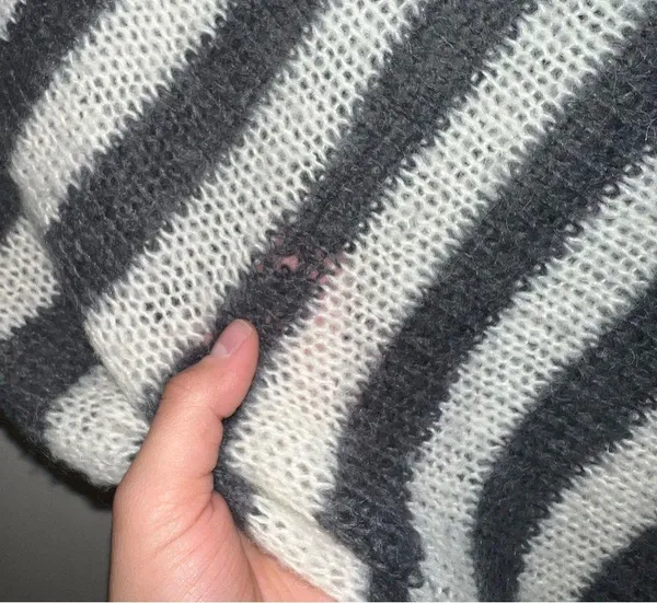 Wooden Ships by Paola Buendia Gray Striped Poncho Style Wool Blend Sweater Top - Image 5