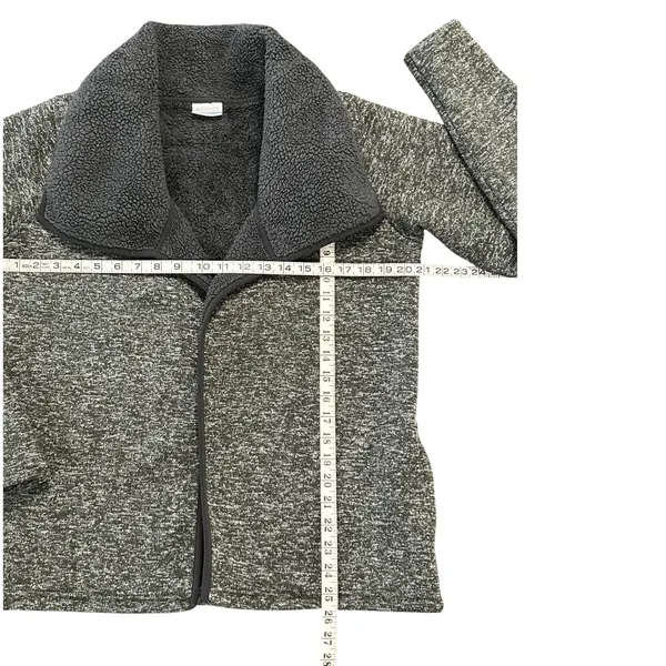 Columbia Sherpa Fleece Cardigan Gray Marled Cabin Core Gorpcore Cozy Jacket - Image 2