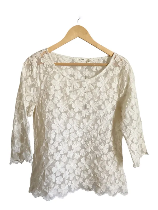 Dylan Women's‎ Lace Floral Scoop Neck Top - Cream - Image 2