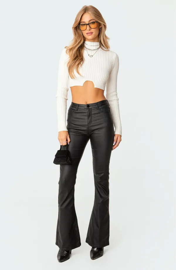 Edikted Turtle Neck Cropped Long Sleeve Shirt XS - Image 2