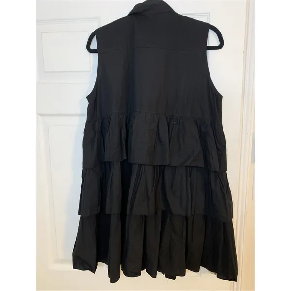 Ucozee dress Loose black with three-stroke skirt and buttons on the neck S - Image 2