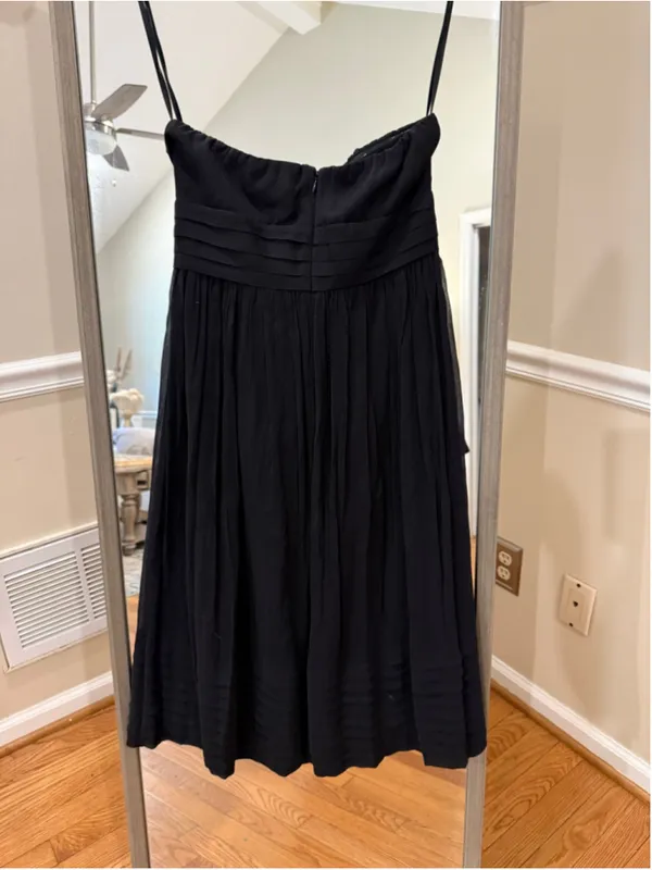 Women's J.CREW Black Strapless Dress Size 4 Silk - Image 4