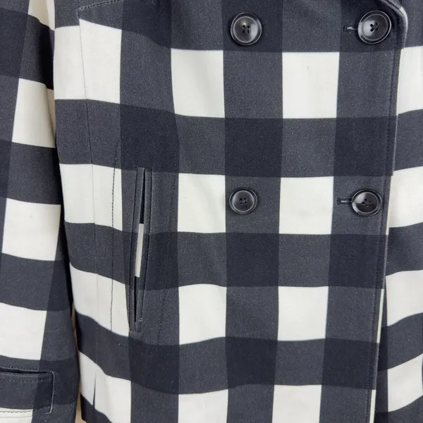 Banana Republic Women’s Plaid Black White Double-Breasted Pea coat Office Size S - Image 4