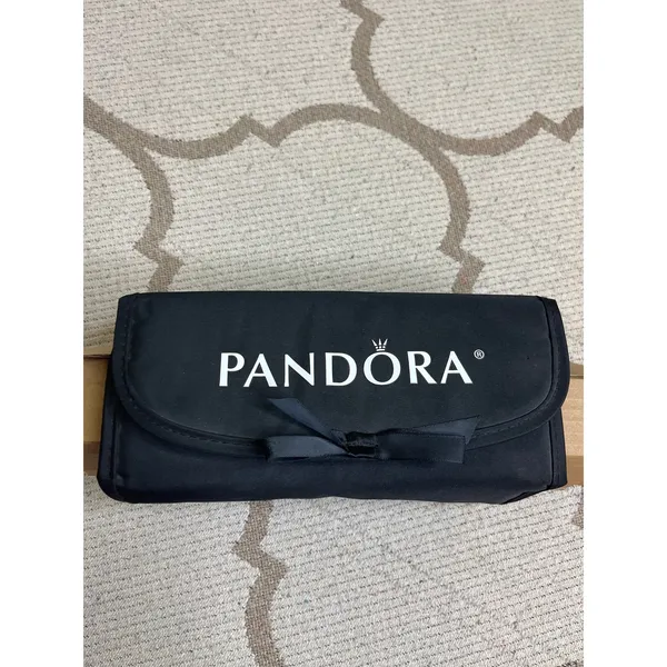 PANDORA Black Roll-Up Foldable Jewelry Travel Case 4 Zip Pockets Organizer - Image 10