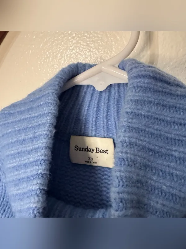Aritzia Sunday Best Ribbed Turtleneck Crop Knit Sweater Bluebell Sweater - Image 6