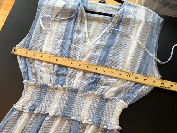 Rails Ashlyn Nevis Linen Dress Blue & White Stripes Size Small - Image 8