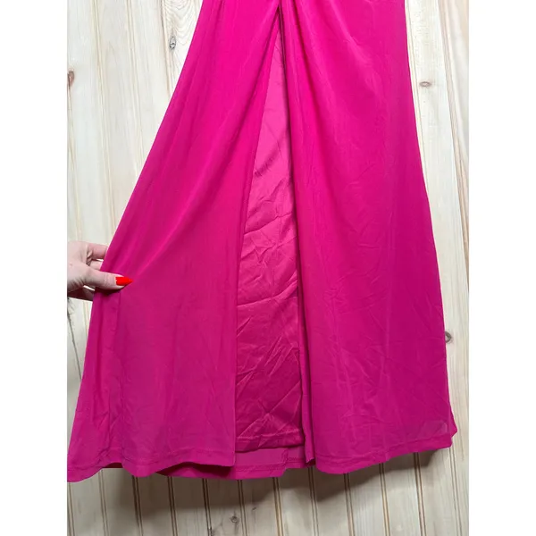 NWT Lulus Epitome of Allure Fuchsia Mesh Strapless Ruched Maxi Dress Gala Sz XS - Image 5