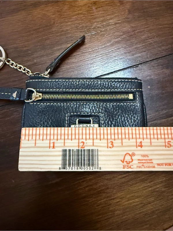 Dooney & Bourke Dark Brown Pebbled Leather Wristlet with Gold Hardware - Image 5