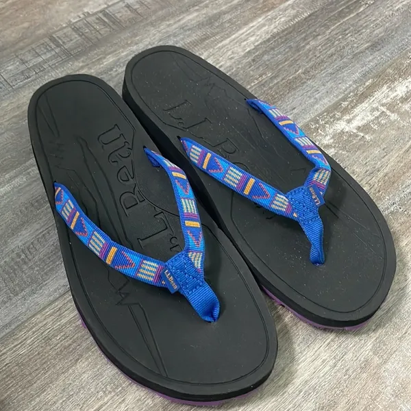 LL Bean Katahdin Flip flops sandal Purple Ocean Mesa Blue Size 9 - Image 2