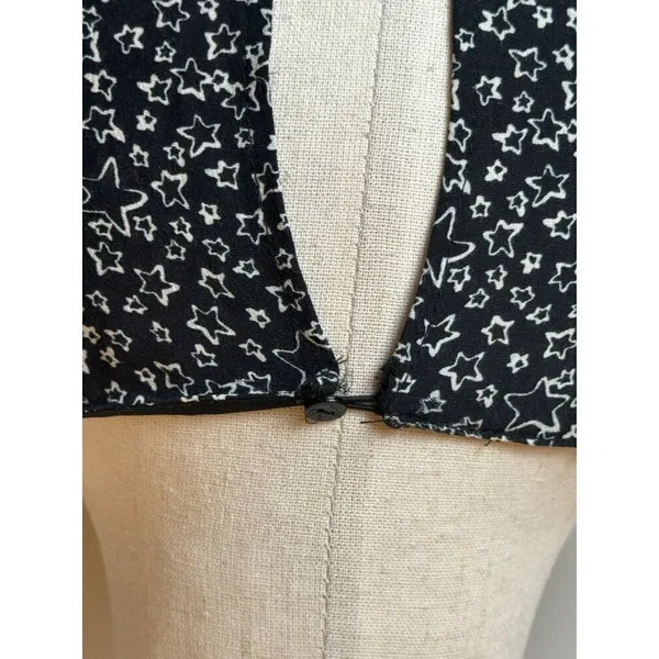 Zara‎ Dress Women Medium Black Ivory Star Print Bow Neckline Long Sleeve Mini - Image 8