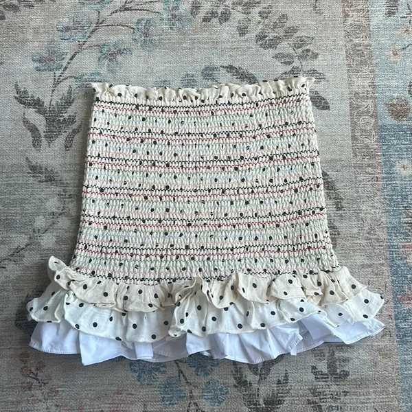 English Factory Polka Dot Smocked Mini Skirt Size Small - Image 5