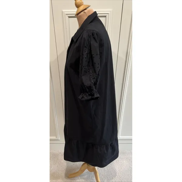 Brende Black Shift Dress Size Medium Eyelet Puff Sleeve‎ Minimalist Whimsigoth - Image 6