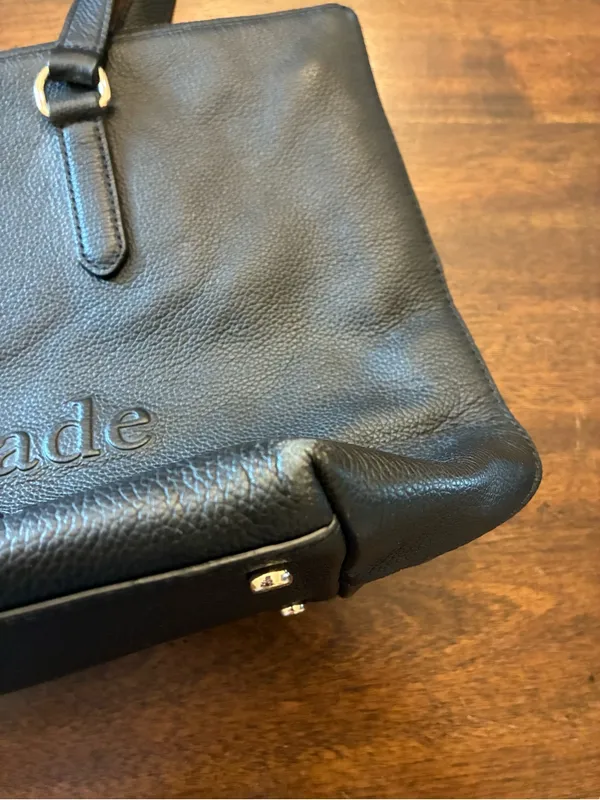 Kate Spade Larchmont Avenue Logo Penny Tote Bag Leather Purse Black - Image 4