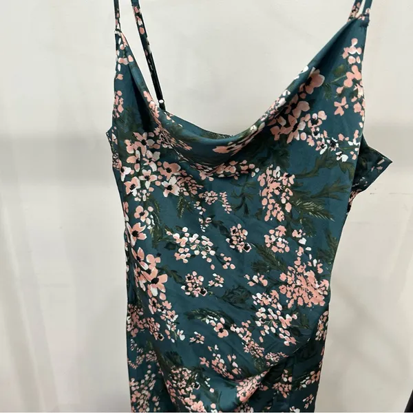 Floral Green Slip Dress Size L - Image 2