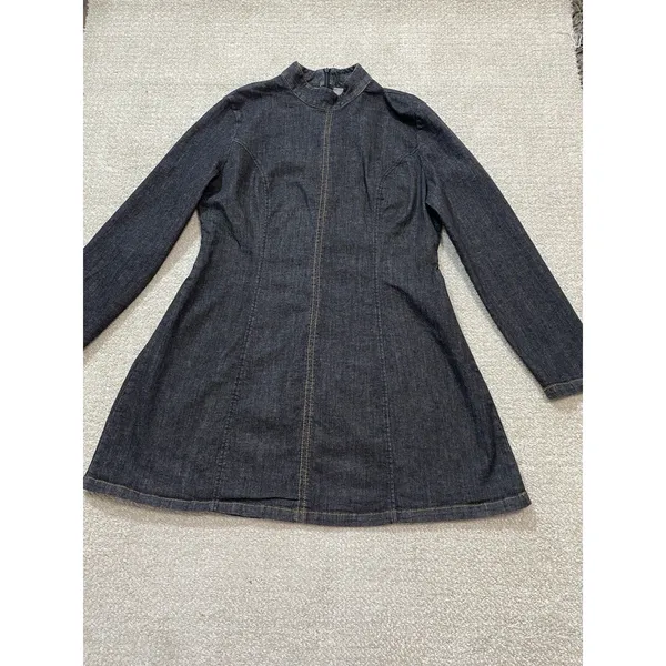 Zara Black Long-Sleeve Mini Dress with High Neck Size XL 97% Cotton - Image 13
