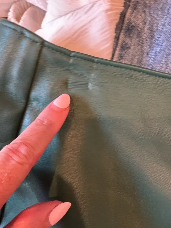 Hollister Dark Green Vegan Leather Mini Skirt High Waisted M - Image 4