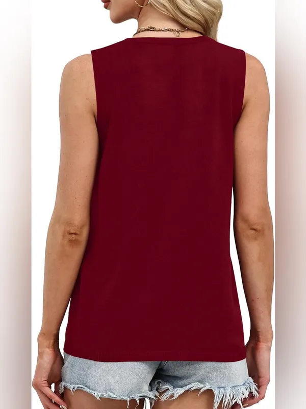 XIEERDUO Sweater Vest Women Crewneck Ribbed Knit Tank Tops Sleeveless Summer Top - Image 2