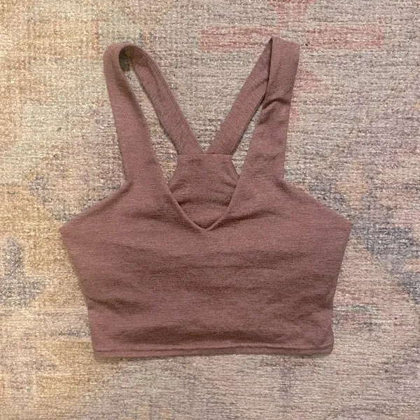 Quince Ultra Soft V-Neck Cropped Tank in Heather Rose - Image 5
