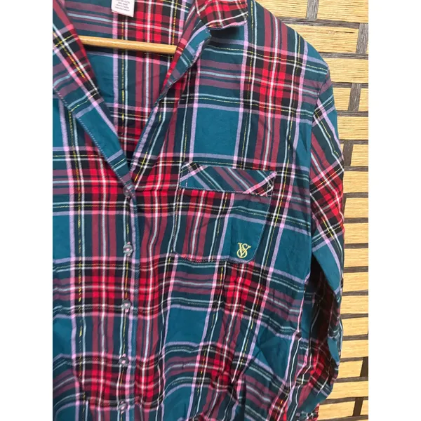 Victorias Secret Plaid Button Down Pajama Top Size XS‎ - Image 3
