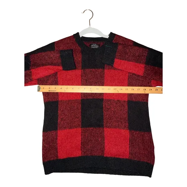 Lucky Brand Red/Black Buffalo Plaid Wool Blend Sweater, Small - Image 5