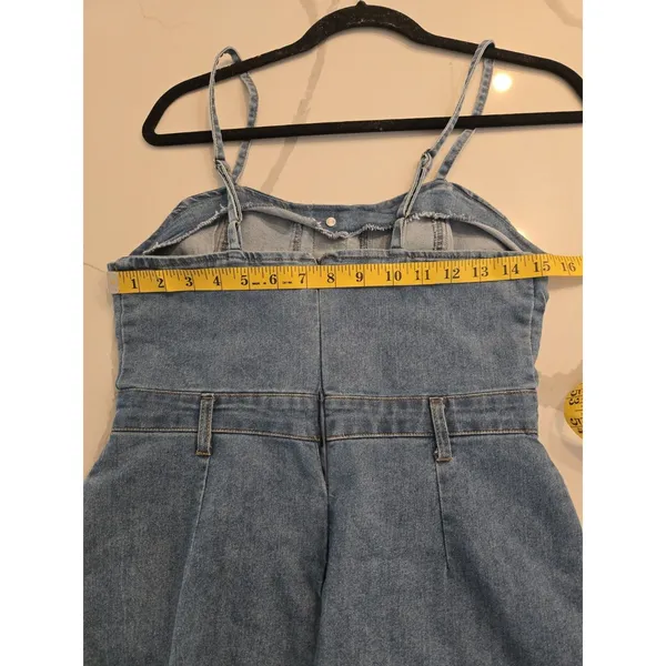 Heart & Heels Medium Denim Bustier Dress Button Sweetheart Stretch Jean Mini M - Image 5