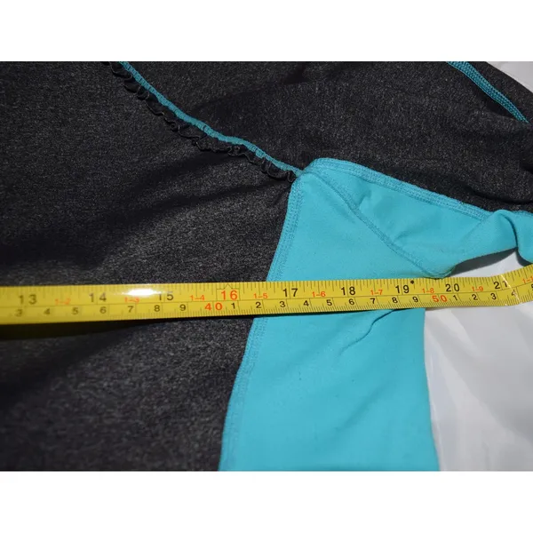 Lululemon Long Sleeve Athletic Top Women‎ Gray Turquoise Thumbhole Size 10 - Image 6