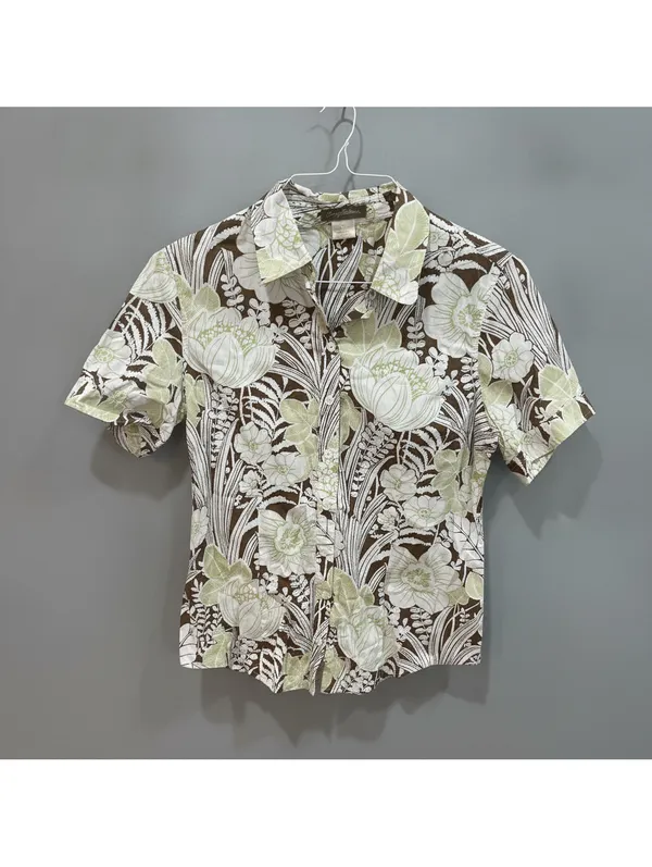 Tommy Bahama Women’s Tropical Floral Cotton Button-Up Shirt Coastal Fisherman S - Image 2