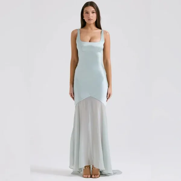 House of CB Vittoria Pistachio Chiffon Floor Length Gown - Image 10