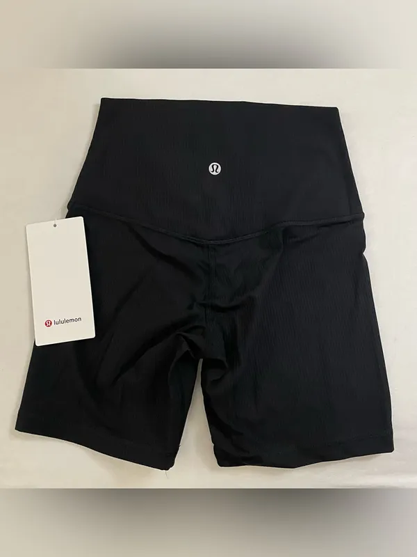 Lululemon NWT Align High-Waist Black Ribbed Bike 6” Shorts Size 4 - Image 10