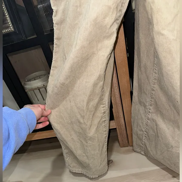 Vintage 2000 Old Navy Overalls corduroy khaki beige long adjustable y2k utility - Image 7