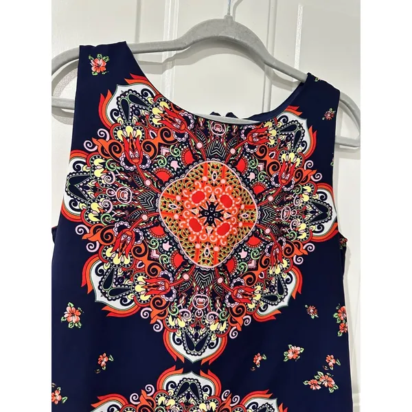 Altar'd State Shift Dress Boho Mandala Navy Blue Paisley Print Sleeveless Size M - Image 4