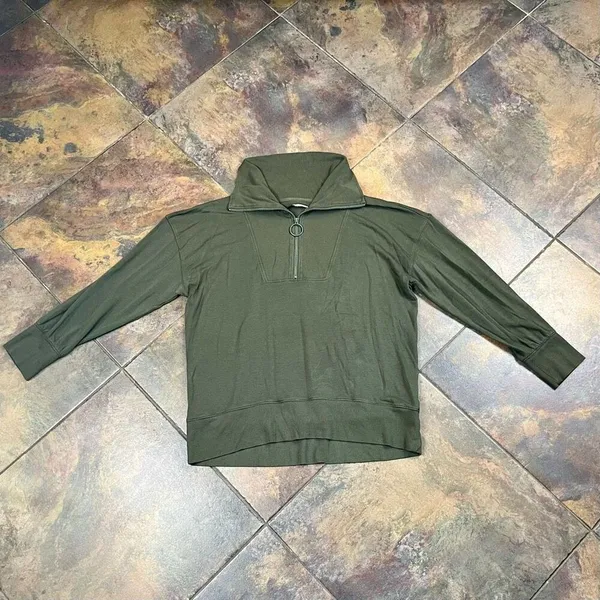 Lou & Grey Signaturesoft Quarter Zip Sweatshirt Olive Army Green XL - Image 6
